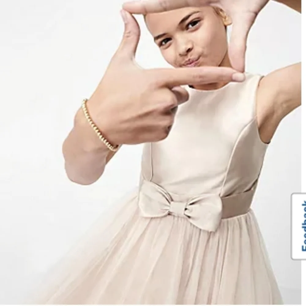 Speechless Cream Kids Formal Dress with Bow